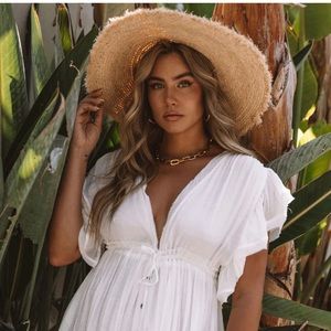 KARINNE POCKETED BUTTON DOWN RUFFLE DRESS - MARSHMALLOW || MEDIUM